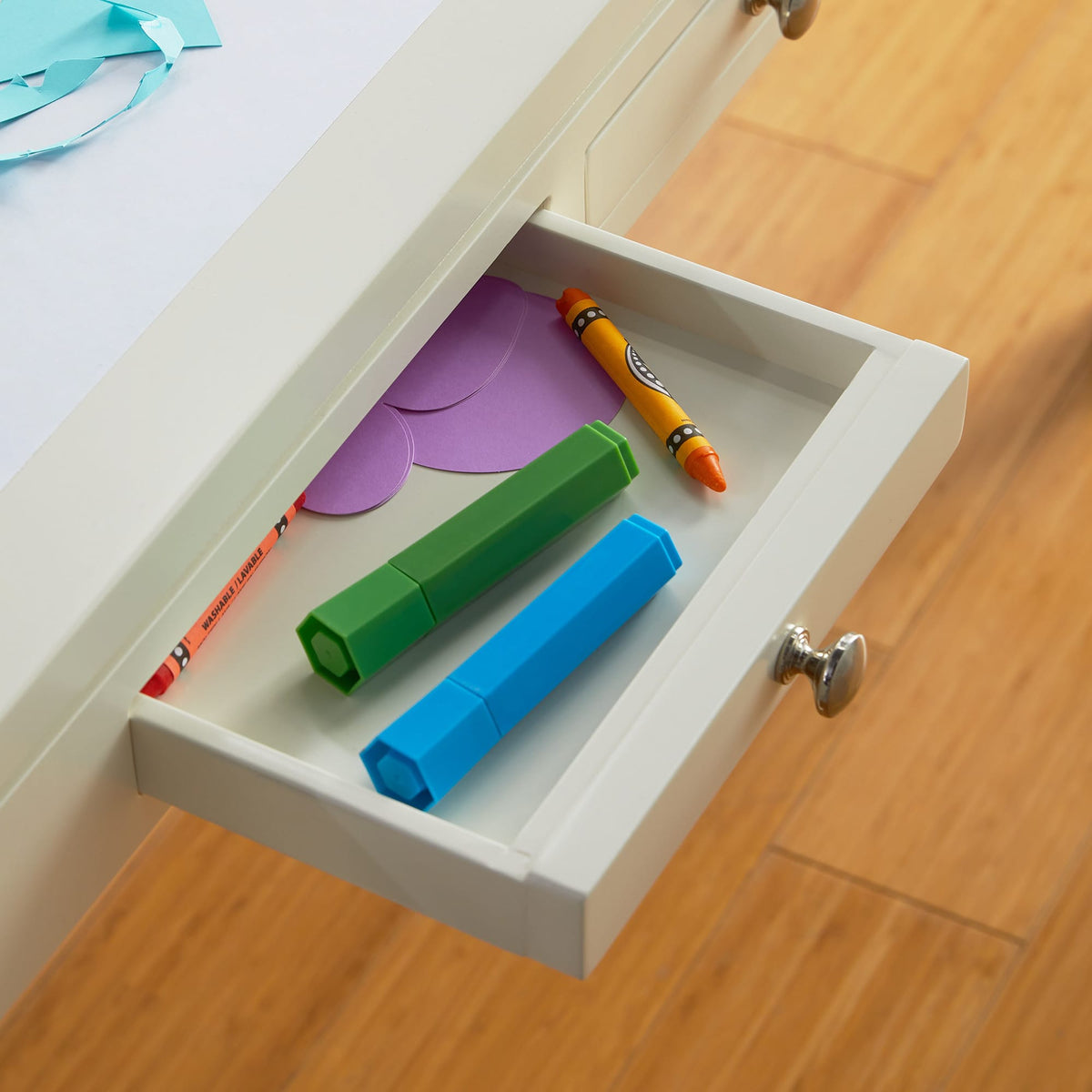 G77107 Martha Stewart Crafting Kids Art Table and Paper Roll White Env Detail 1 | Linen White