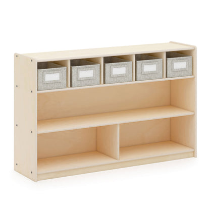 G80318 EdQ Essentials Shelves and 5 Bin Storage Unit Natural Main-1 | Natural