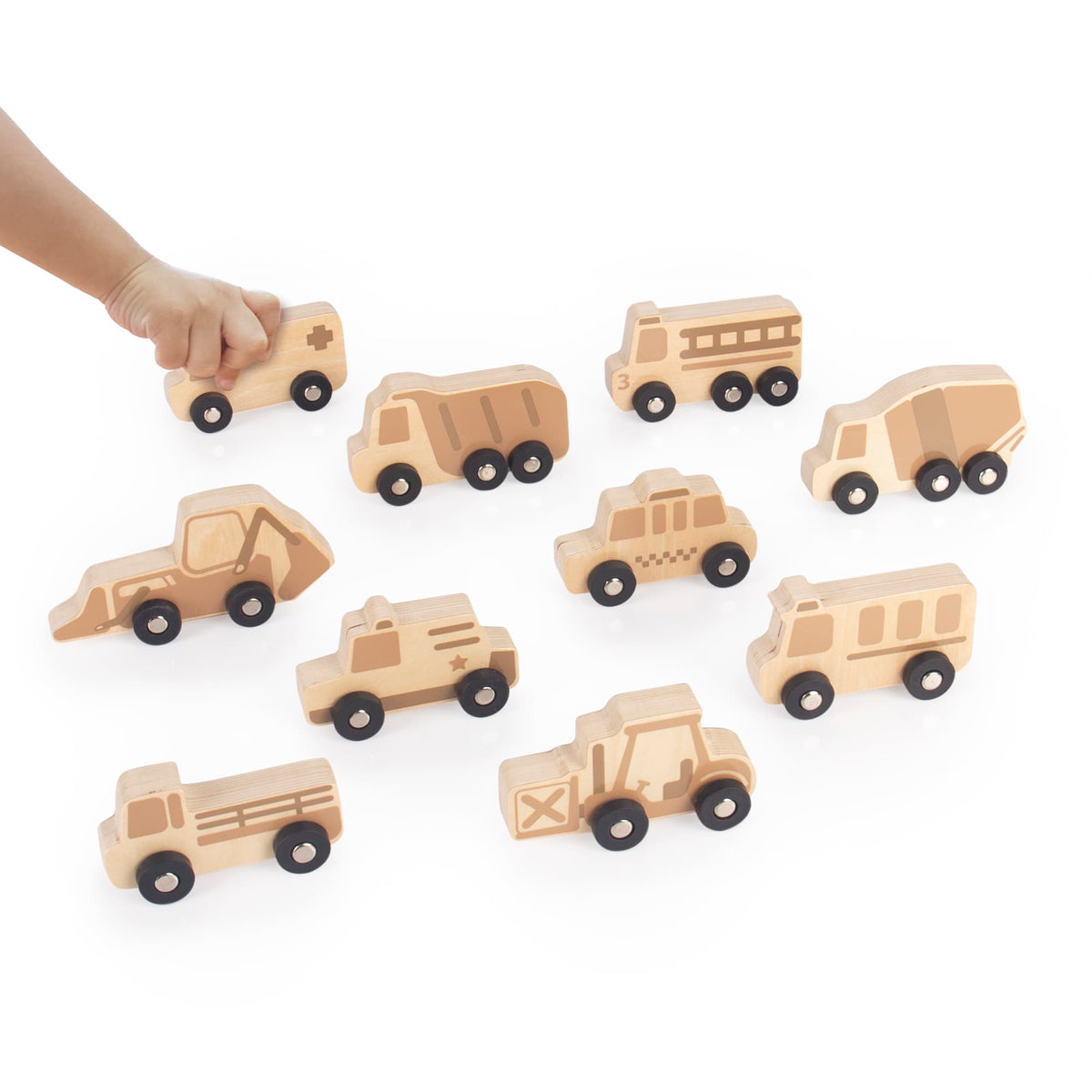 G6726 Mini Wooden Trucks Set of 10 Hand