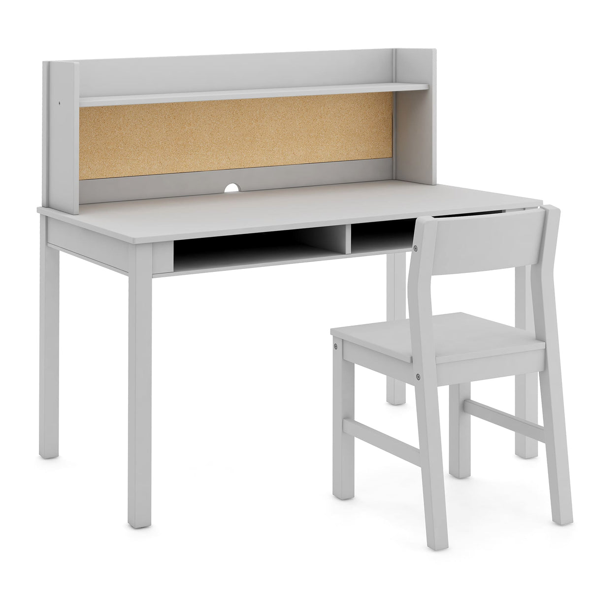G76908 Martha Stewart Living and Learning Kids' Desk with Hutch and Chair Gray Quarter with Chair | Gray