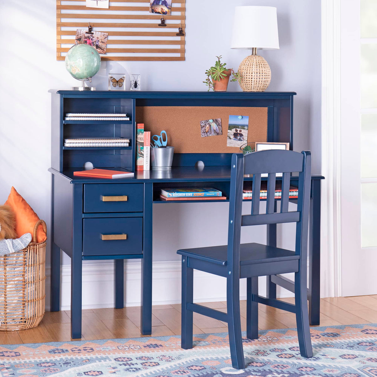 G27652 Taiga Desk and Hutch Navy Main Image Crop | Navy