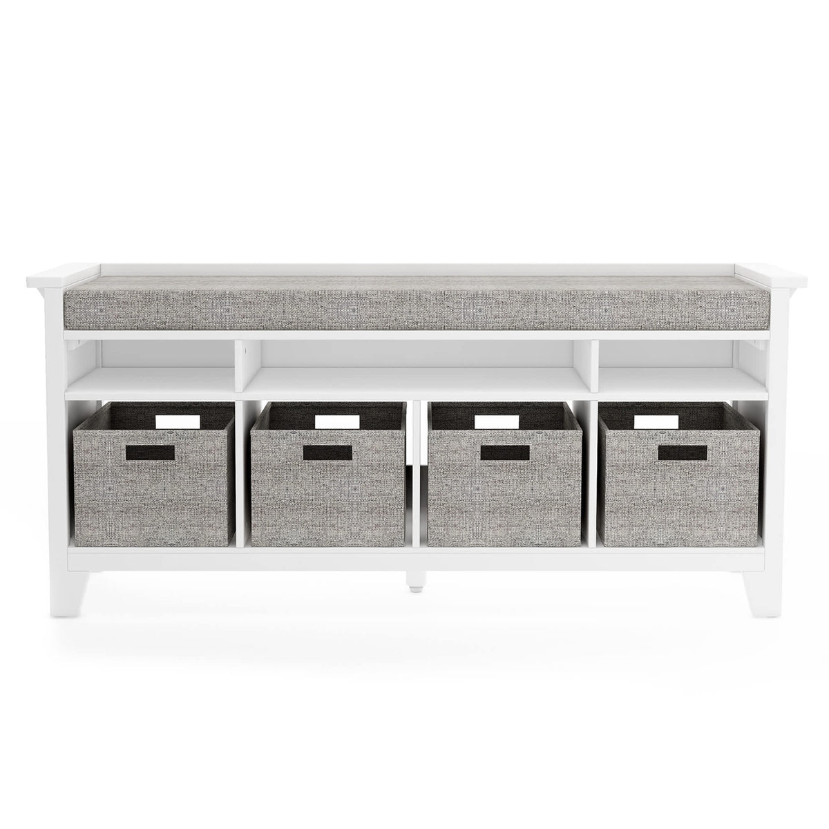 G76802 Martha Stewart Living and Learning Kids' Storage Bench White Front | Linen White
