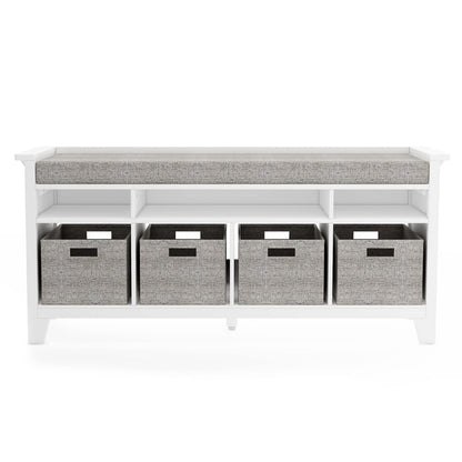 G76802 Martha Stewart Living and Learning Kids' Storage Bench White Front | Linen White