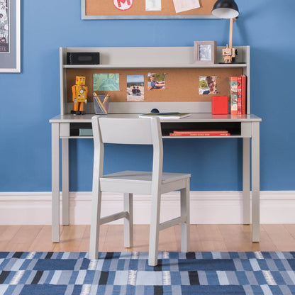 G76908 Desk with Hutch and Chair Gray Enviormental Blue | Gray